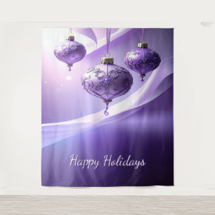 Lila Weihnachtsball-Feiertags-Hintergrund Wandteppich