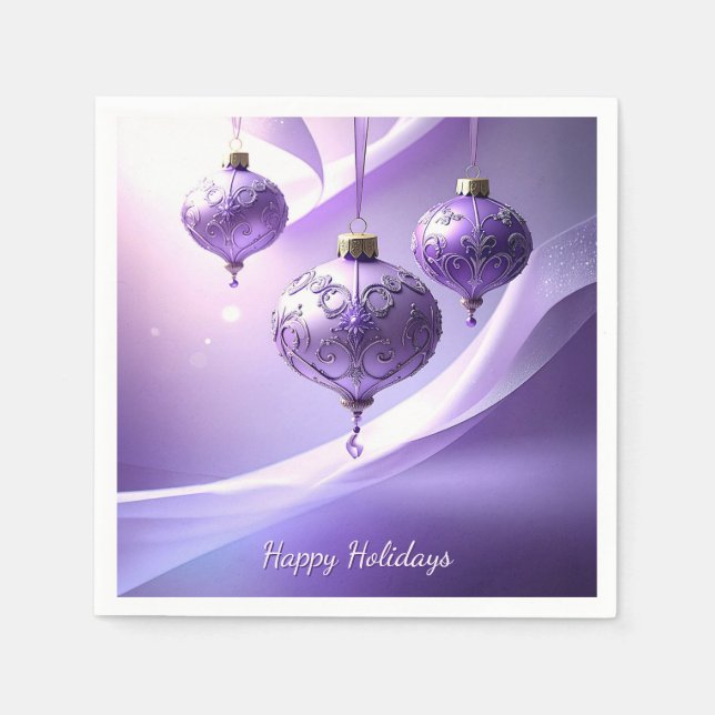 Lila Weihnachtsball-Feiertagsserviette Serviette (Vorderseite)