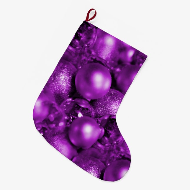 Lila Weihnachtsbaubles Großer Weihnachtsstrumpf (Vorderansicht (hängend))