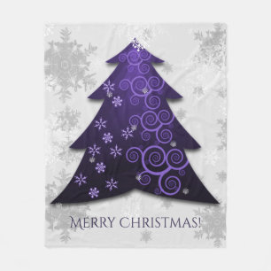 Lila Weihnachtsbaum Fleece Blanket