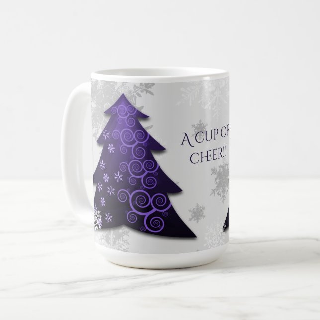 Lila Weihnachtsbaum Kaffeezucht Tasse (Vorderseite Links)