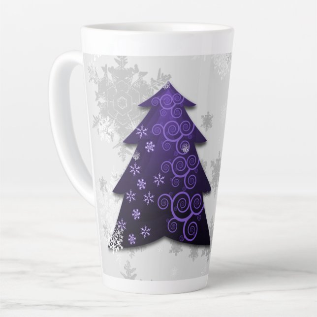 Lila Weihnachtsbaum Latte Tasse (Linke Ecke)