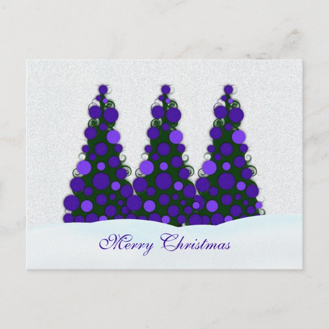 Lila Weihnachtsbaum Postkarte (Vorderseite)