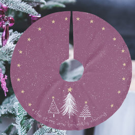 Lila Weihnachtsbaum-Rock-Gold-Stars Polyester Weihnachtsbaumdecke