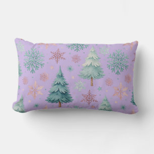 Lila Weihnachtsbaum & Schneeflocken-Wurfkissen Lendenkissen