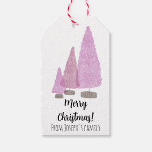 Lila Weihnachtsbäume Geschenkanhänger