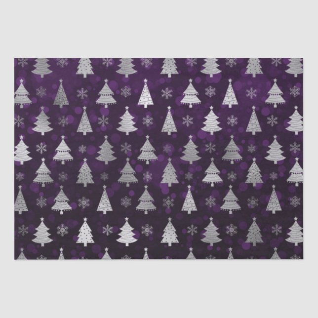 Lila Weihnachtsbaumen aus Bokeh und Silver Foil Seidenpapier (Vorderseite)