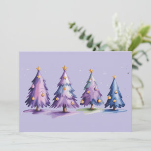 Lila Weihnachtsbaumen Winterurlaub Feiertagskarte