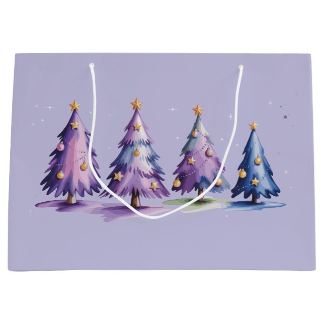 Lila Weihnachtsbaumen Winterurlaub Große Geschenktüte (Vorderseite)