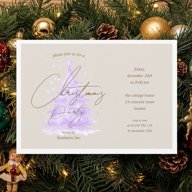 Lila Weihnachtsbaumfeier Einladung (Corporate Purple Christmas Tree Holiday Party Invitation)