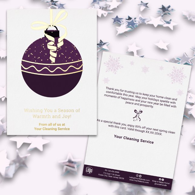 Lila Weihnachtsbaumkarte Folieneinladung (Purple Christmas Tree Ornament Foil Holiday Card)