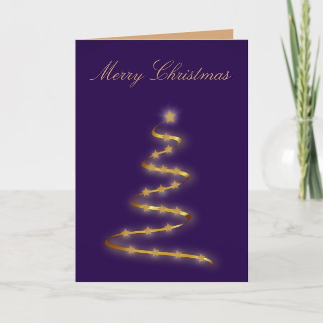 Lila Weihnachtsbaumkarte Karte (Vorderseite)