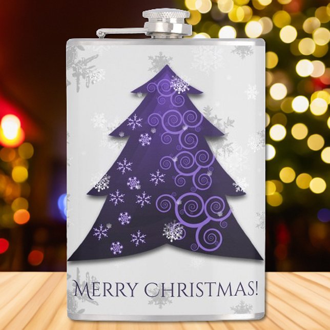 Lila Weihnachtsbaumkolben Flachmann (Purple Festive Christmas Tree Flask)