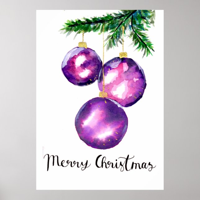 Lila Weihnachtsbaumschmuck Poster (Vorne)