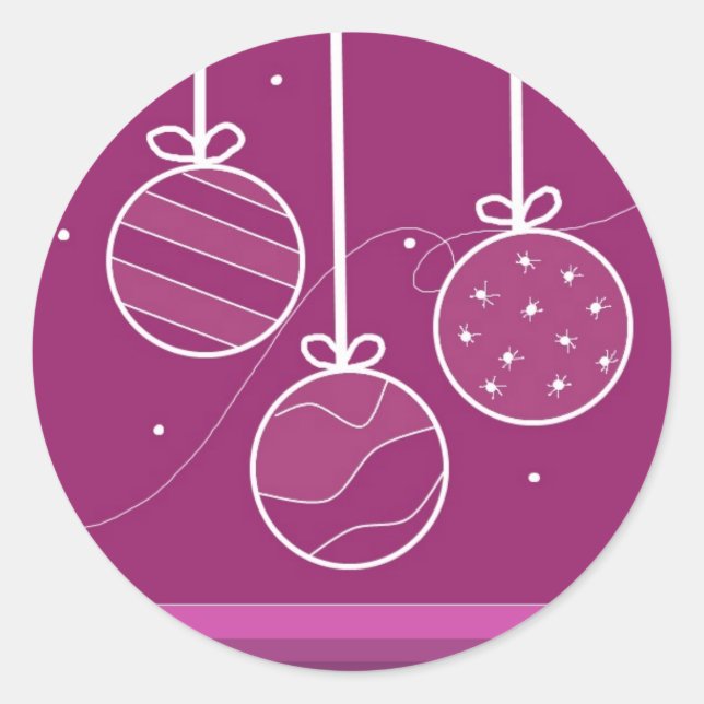 Lila Weihnachtsdekorationen Runder Aufkleber (Vorderseite)