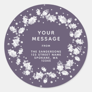 Lila Weihnachtsfeier Rücksendeadresse Runder Aufkleber