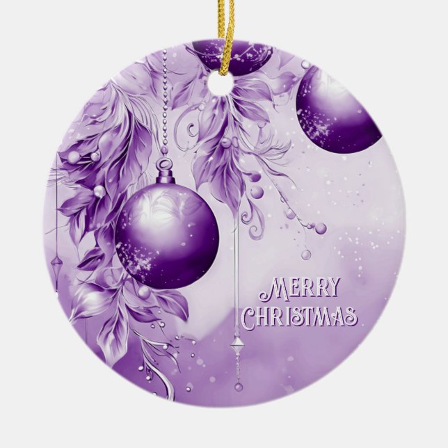 Lila Weihnachtsfeiertage Keramik Ornament (Vorne)