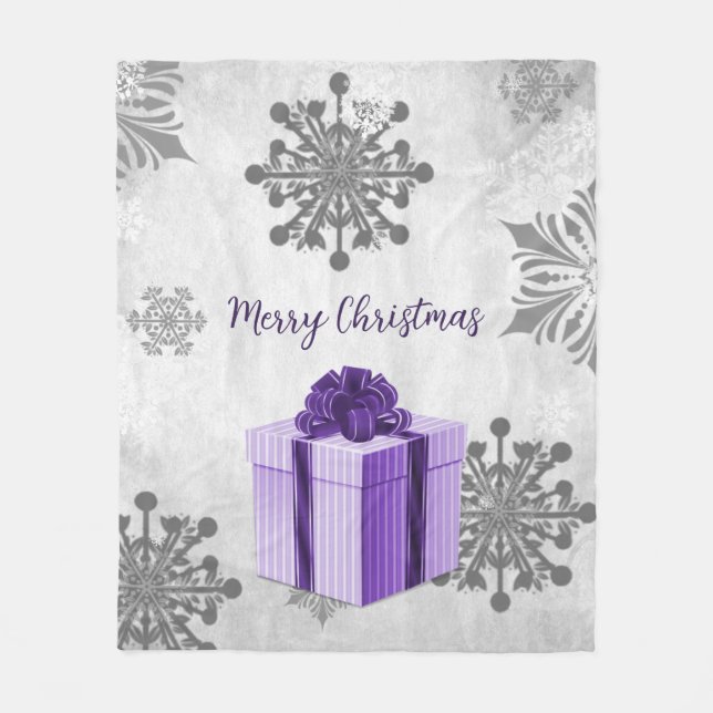 Lila Weihnachtsgeschenk Feiertag Fleece Blanket (Vorderseite)