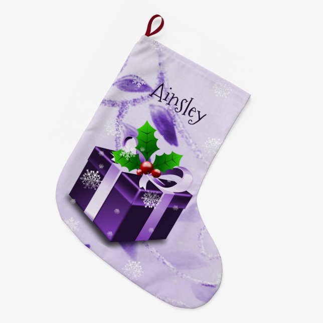 Lila Weihnachtsgeschenk Strumpf Großer Weihnachtsstrumpf (Vorderansicht (hängend))