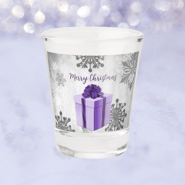 Lila Weihnachtsgeschenk Weihnachtsgebäck Schnapsglas (Purple Christmas Gift Holiday Shot Glass)