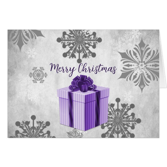 Lila Weihnachtsgeschenkkarte (Vorderseite (Horizontal))