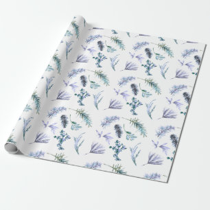 Lila Weihnachtskiefer Botanisch Geschenkpapier
