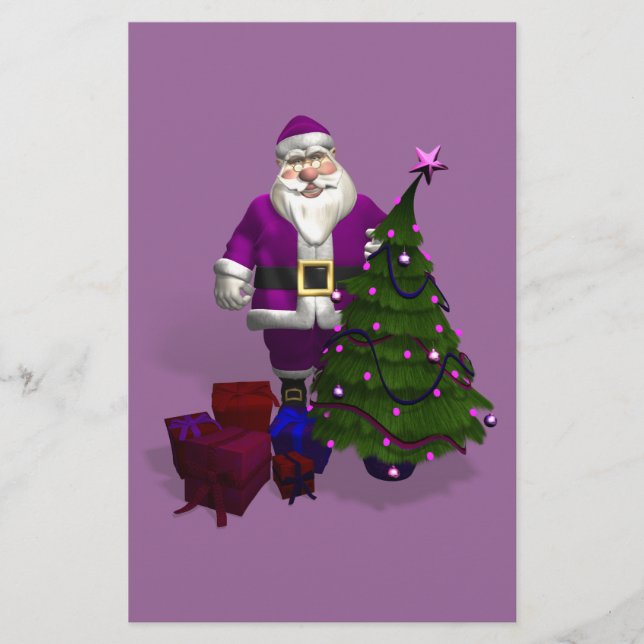 Lila Weihnachtsmann Briefpapier (Vorderseite)