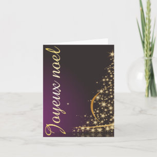 Lila Weihnachtsmotiv mit goldenem Weihnachtsbaum Karte