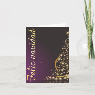 Lila Weihnachtsmotiv mit goldenem Weihnachtsbaum Karte
