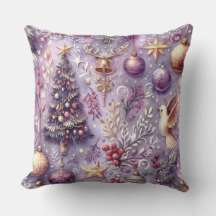 Lila Weihnachtsmotive Kissen