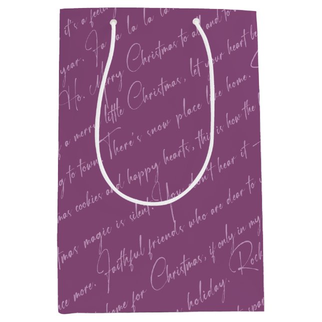 Lila Weihnachtsmuster#36 ID1009 Mittlere Geschenktüte (Vorderseite)