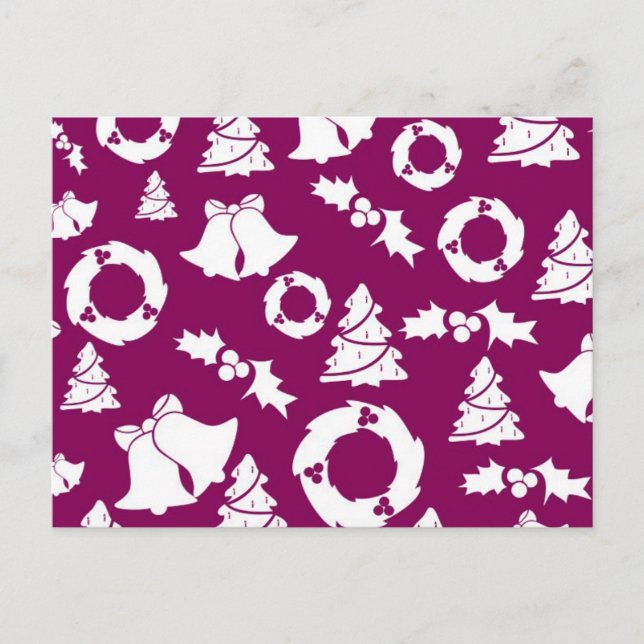 Lila Weihnachtsmuster Feiertagspostkarte (Vorderseite)