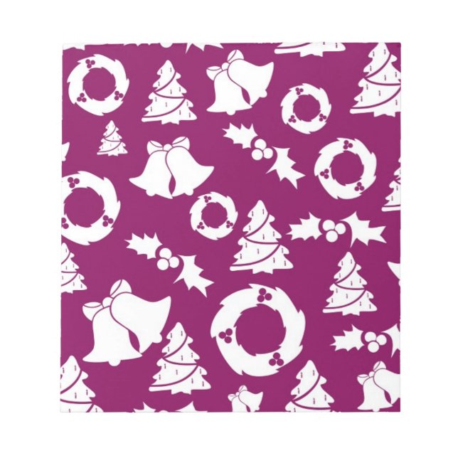 Lila Weihnachtsmuster Notizblock (Vorderseite)