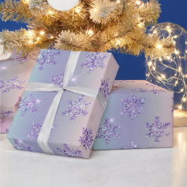Lila Weihnachtsrosa Snowflake Sparkasse Geschenkpapier