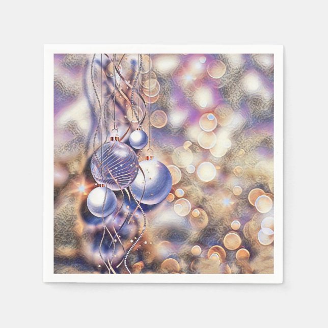 Lila Weihnachtsschmuck Aquarell Serviette (Vorderseite)