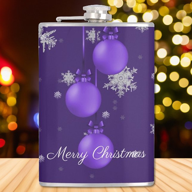 Lila Weihnachtsschmuck Flachmann (Purple Christmas Ornaments Holiday Flask)