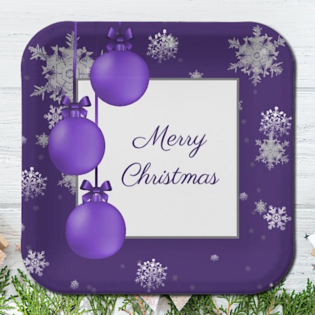 Lila Weihnachtsschmuck Pappteller (Purple Christmas Ornaments Paper Plates)