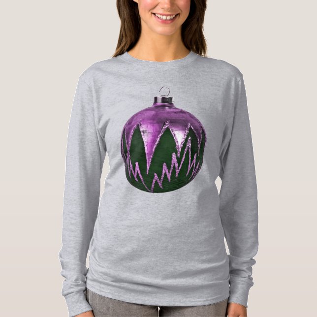 Lila Weihnachtsschmuck Shirt (Vorderseite)