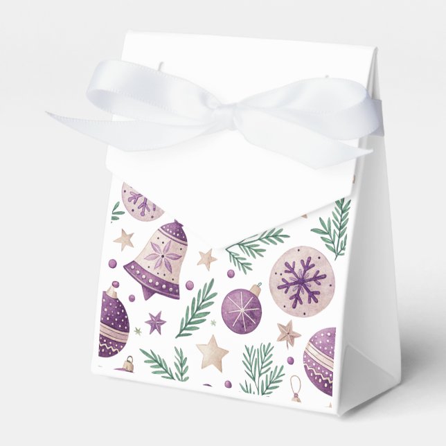 "Lila Weihnachtsschmuck- und Glockengeschenkbox" Geschenkschachtel (Vorderseite)