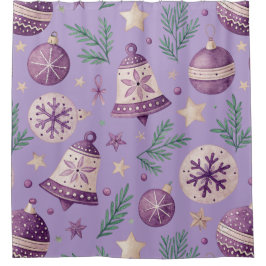 Lila Weihnachtsschmuckvorhang - Festlich Duschvorhang