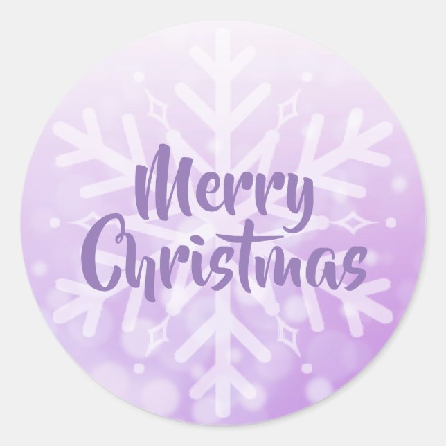 Lila Weihnachtsschneeflocke Runder Aufkleber (Vorderseite)