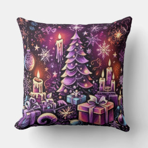 Lila Weihnachtsthema Hard Pastel Zeichnend Kissen
