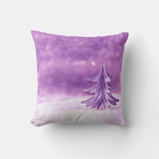 Lila Weihnachtswonderland Kissen (Vorderseite)