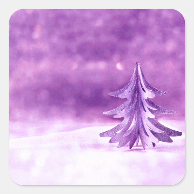 Lila Weihnachtswonderland Quadratischer Aufkleber (Vorderseite)