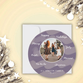 Lila Weihnachtswünsche Familie Foto Feiertagskarte