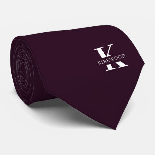 Lila Wein   Elegante Monogramm+Name   beidseitig Krawatte