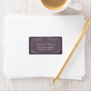 Lila Weinberg-Rebstock-Hochzeitsadresse Adressaufkleber
