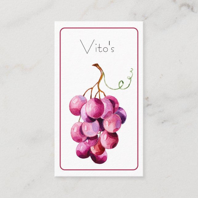 Lila Weinkarte Business Card Visitenkarte (Vorderseite)