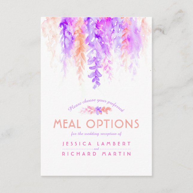 Lila Weinreben Blume Menü Karte (Vorderseite)