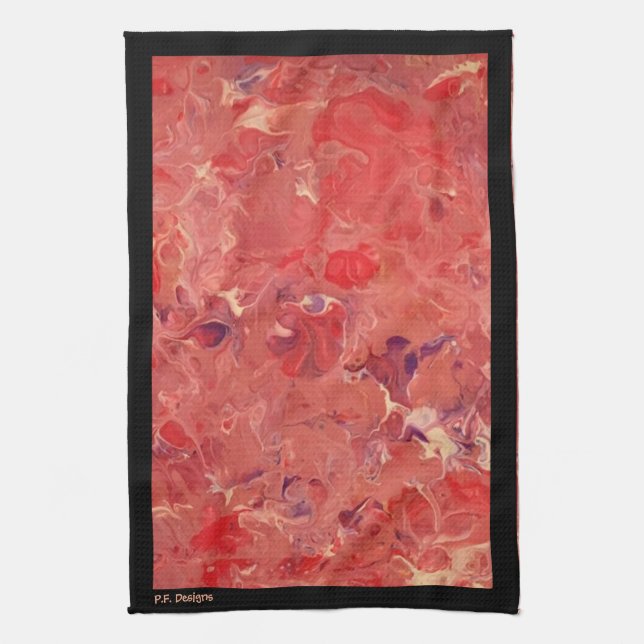 Lila-weiß-Abstrakt-schwarz-Acryl Geschirrtuch (Vertikal)